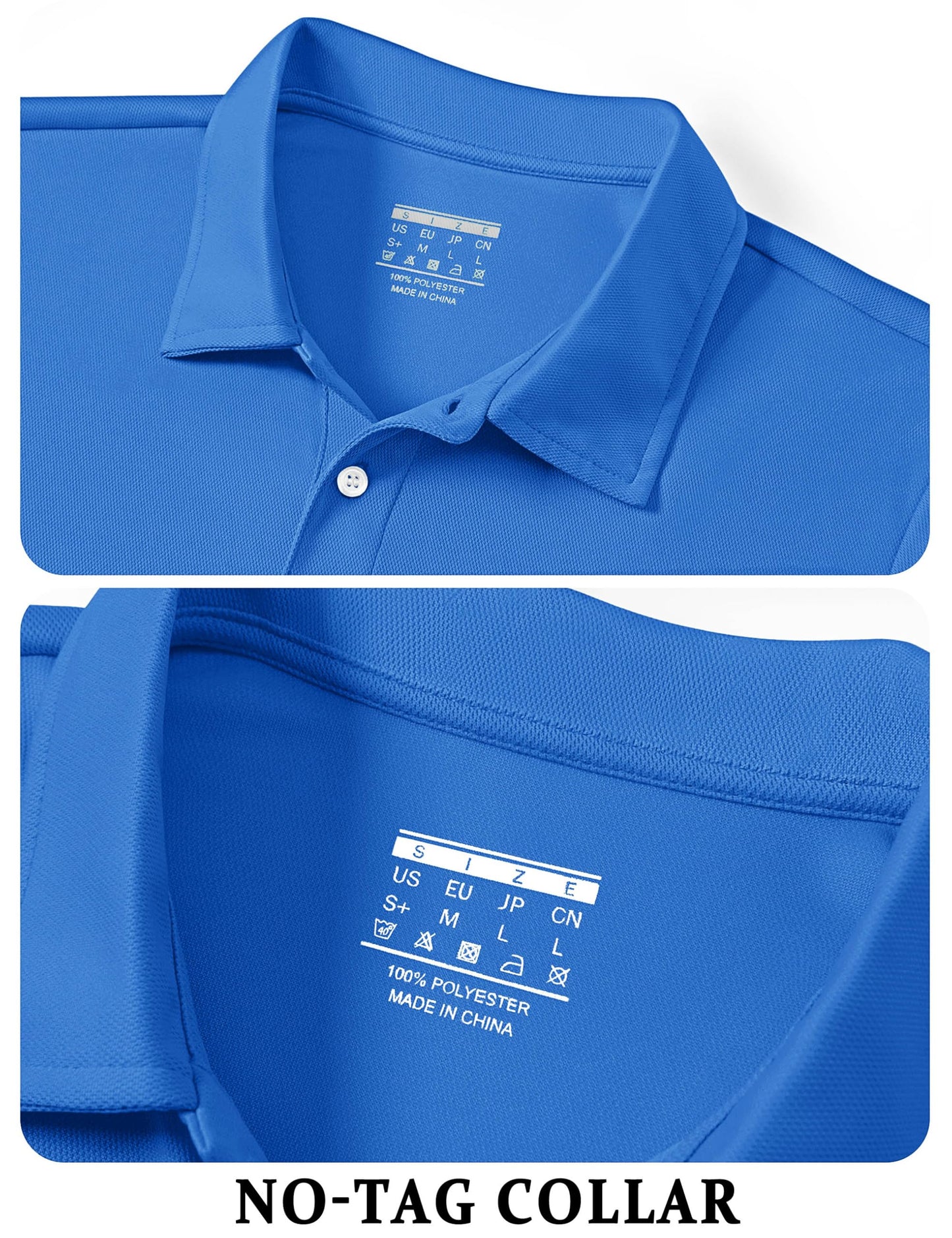 TACVASEN Mens Golf Shirt Dry Fit Mens Polo Shirts Short Sleeve Performance Golf Polos for Men with Collar Work Shirts Azure Blue, 3XL
