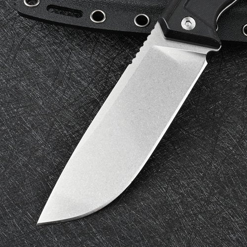 SDOKEDC Knives 14C28N Steel Tactical Fixed Blade Knife with kydex sheath G10 Handle for Men EDC Outdoor Camping Survival Hunting (White stone wash+black G10)