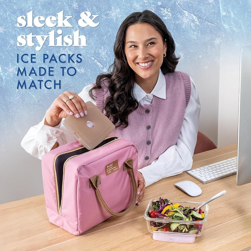 Cool Coolers Slim Ice Packs 4 Pack for Lunch Bags – Multi Pastel Variation
