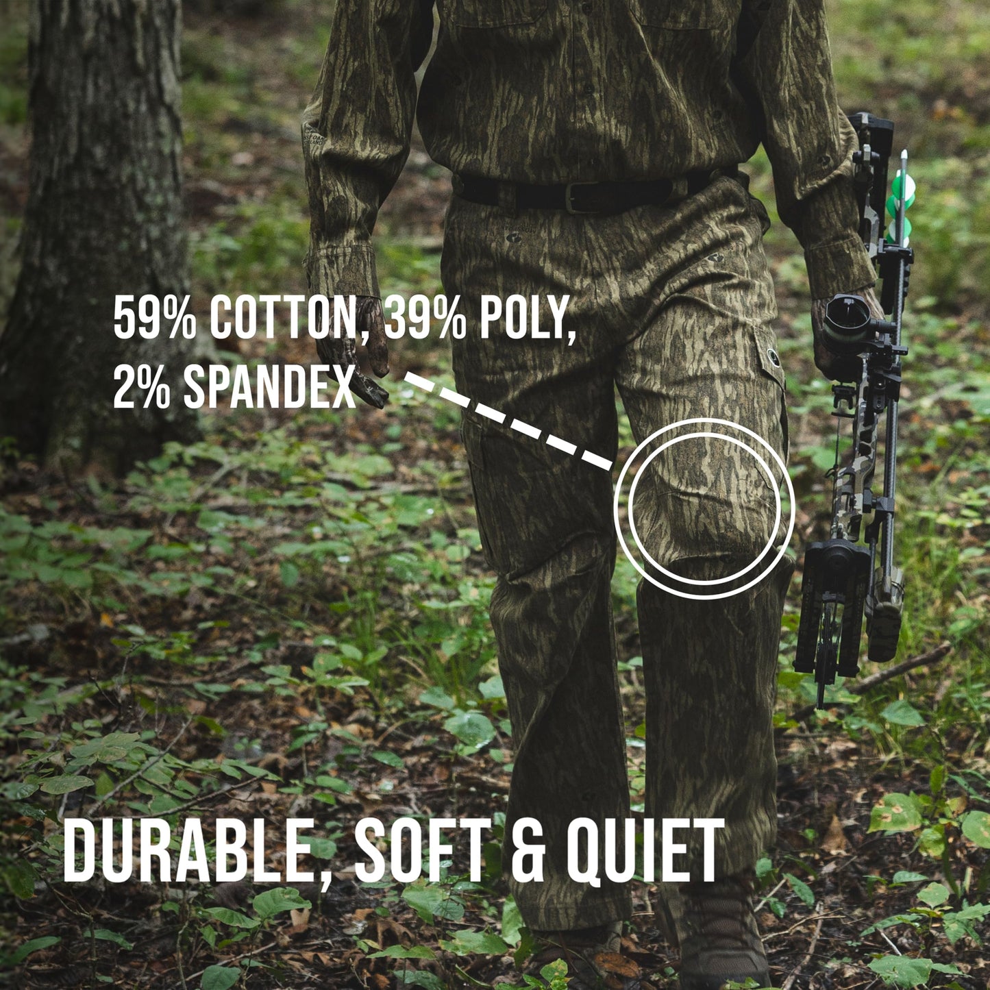 Mossy Oak Cotton Mill 2.0 Camo Hunting Pants for Men Camouflage Clothes, Large, Greenleaf