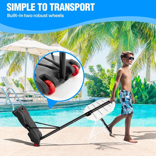 Pool Basketball Hoop Adjustable Swimming Pool Basketball - 7- Height Pool Accessories with LED Light, 2 Balls & Pump, Water Basketball Goals System, Portable Basketball Hoop