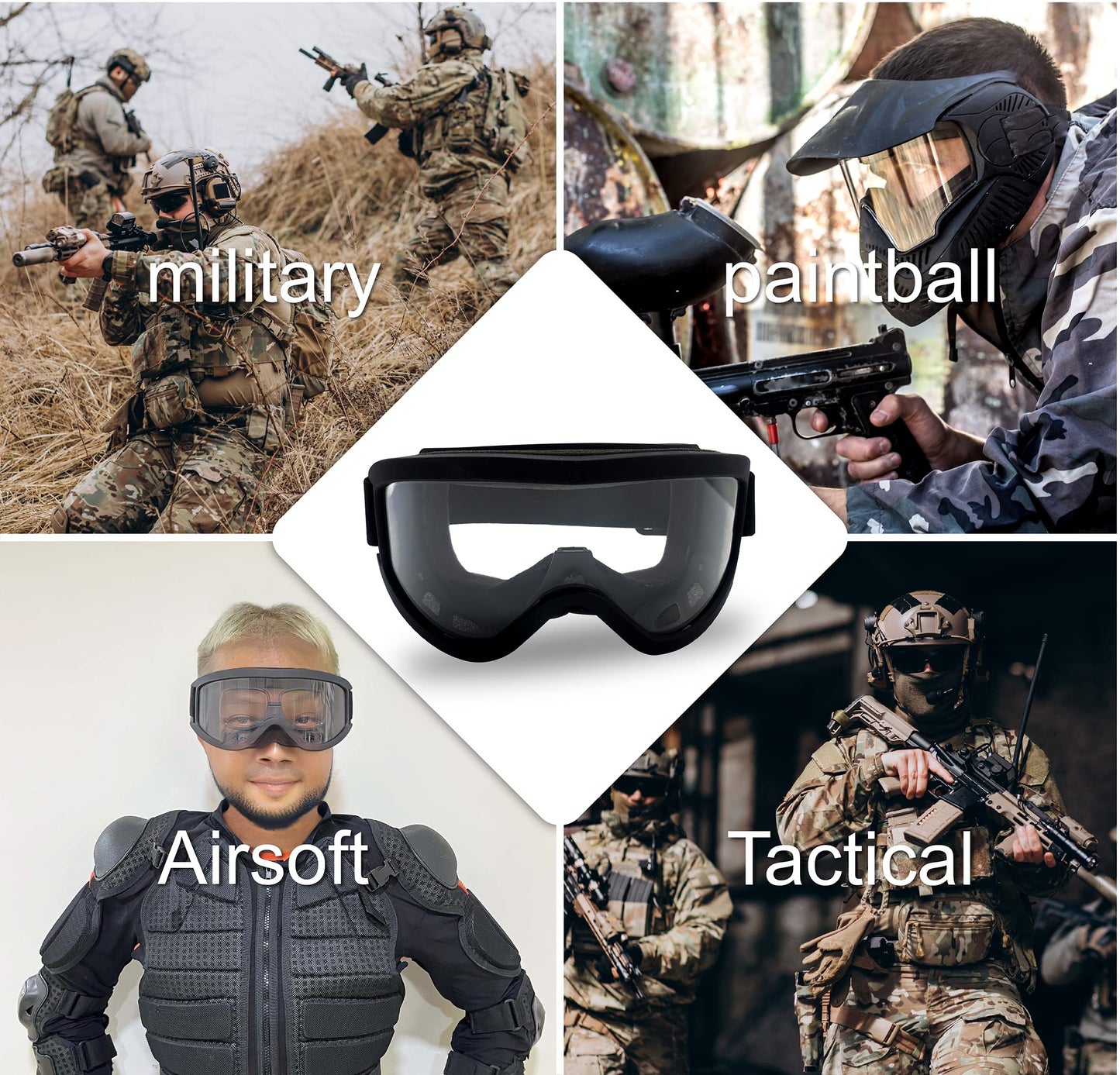 HUNTERSKY Safety Goggles Military Grade for Men and Women UV Eye Protection for Shooting Tactical and Extreme Sports ballistic airsoft paintball anti-fog clear lens