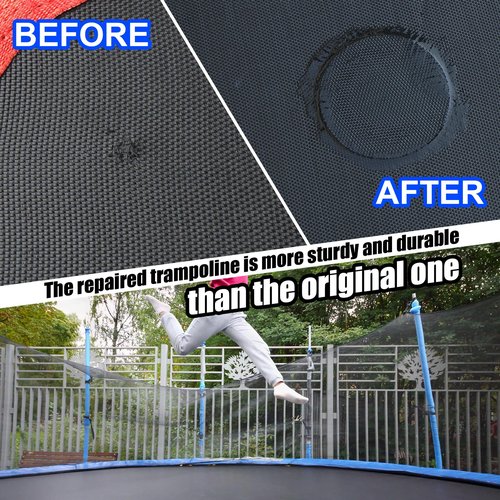 Taoanlo Trampoline Mat Repair Kit | Self-Adhesive Trampoline Patches | Black Galvanized Steel