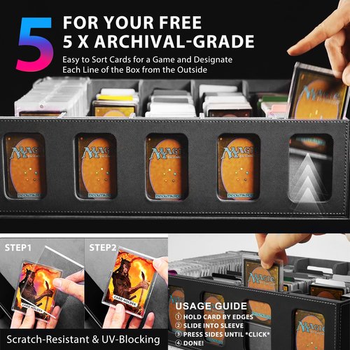 Scimi 3900+ High-Capacity Card Display Storage Box, 5-Layer Transparent Window Design (Ideal for Collectors & Beginners), Compatible with TCG/Sports Cards, Includes 34 Accessories + 1 Dice Tray(Black)