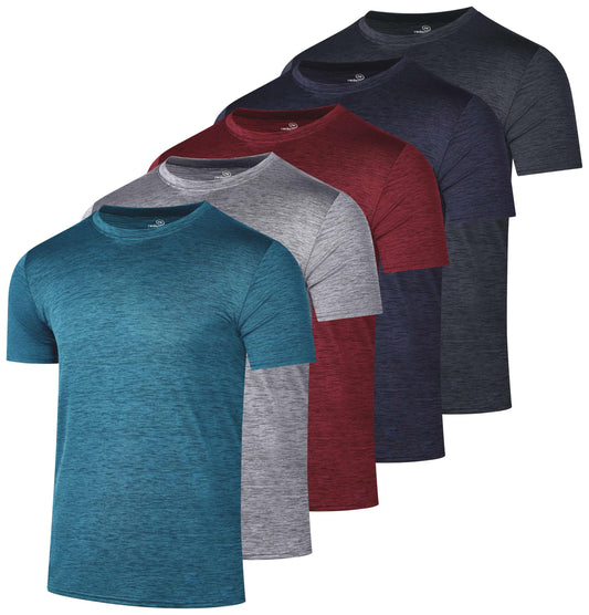 5 Pack Men's Dry Fit Short Sleeve T-Shirt Gym Workout Athletic Running Tee