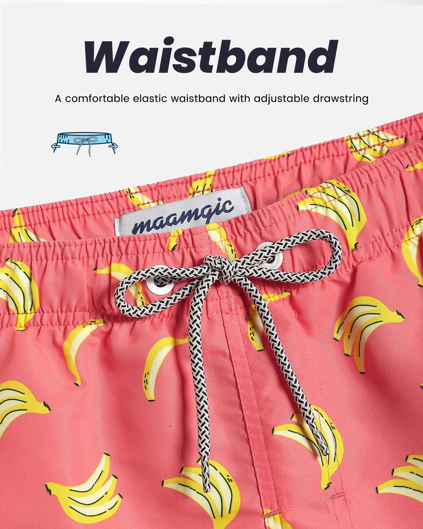 maamgic Mens Swim Trunks Quick Dry Swim Shorts with Mesh Lining Funny Swimwear Bathing Suits 7inch Banana Small