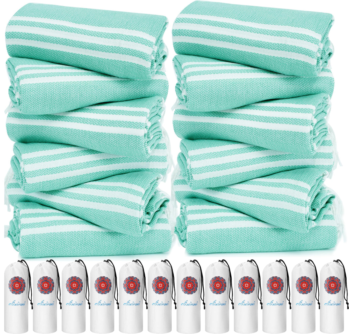 Antfuny 6 Packs Turkish Beach Towels Yoga Blanket Gym Workout Towel Mens Birthday Gift Ideas for Father Day Dad Husband Brother Uncle Son Daughter Boyfriend Male Boss Grandpa Him Appreciation Navy