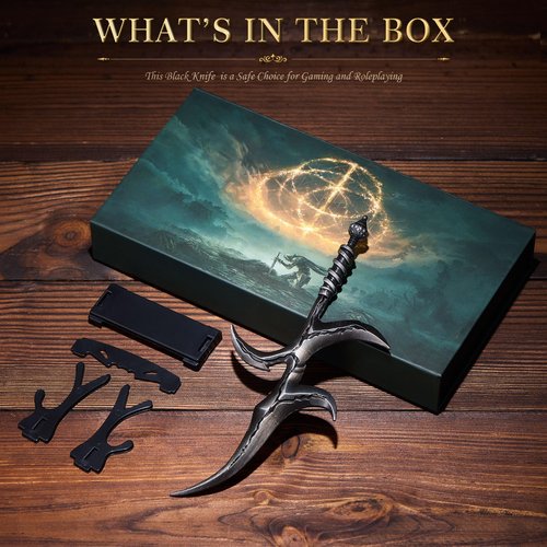 JHCPKS Elden Rings Black Blade,7.09 Inch Metal Craft Equal Scale Reduced Model, Best Choice of Collection Lovers, Exquisite Ornament for Computer Desk, Good Gift for Him/Her