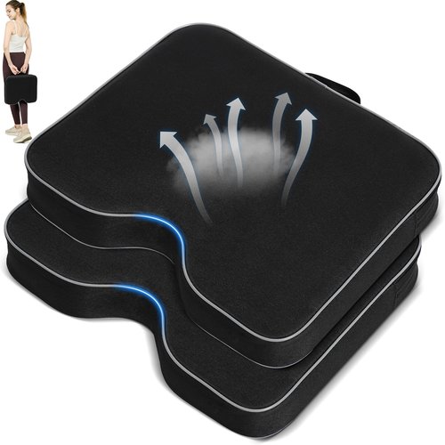 FASTMOMENT 2 Pcs Stadium Seat Cushions - Outdoor Seat Cushions for Bleachers Fashion & Portable Stadium Cushions with Decorative Strips Water-Repellent Stadium Seats for Outdoor Sports Events (Black)