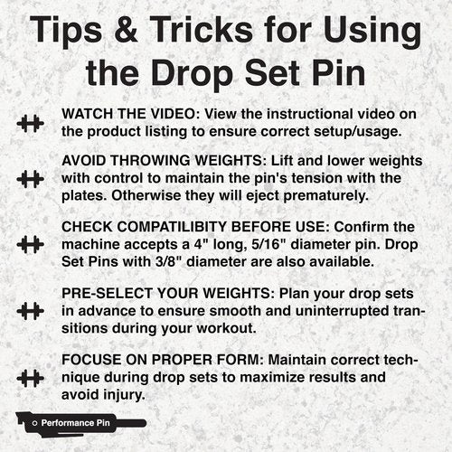 PERFORMANCE PIN The Original Drop Set Pins for Gym | One More Rep with Weight Stack Pins | Instant Transition to Lower Weights for More Reps | Proudly Made in America | 5/16" Pin | Black