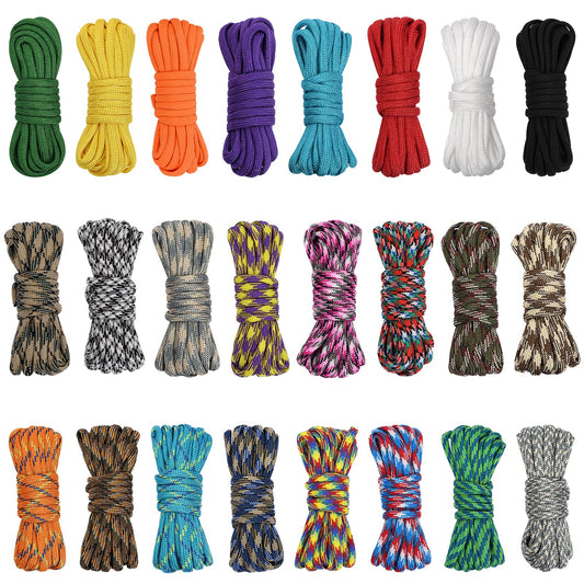 24 Colors 10 Feet Paracord Cord Multifunction Paracord Ropes 550lb Survival Paracord Random Combo Crafting Kit, for Making Lanyard, Bracelet, Dog Collar, Idea for Gift