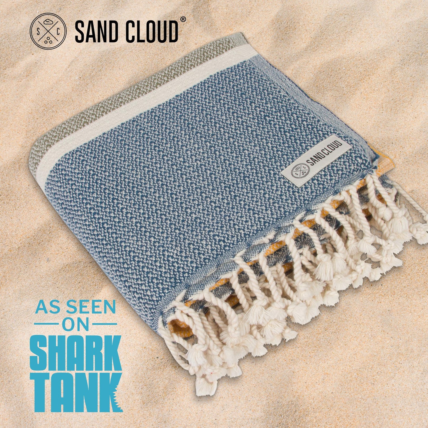 Sand Cloud Turkish Beach Towel - Sand Resistant - Fast Drying -100% Certified Organic Turkish Cotton Yarn - Great for Beach Bath or as a Blanket - As Seen on Shark Tank - Chains (Honey)