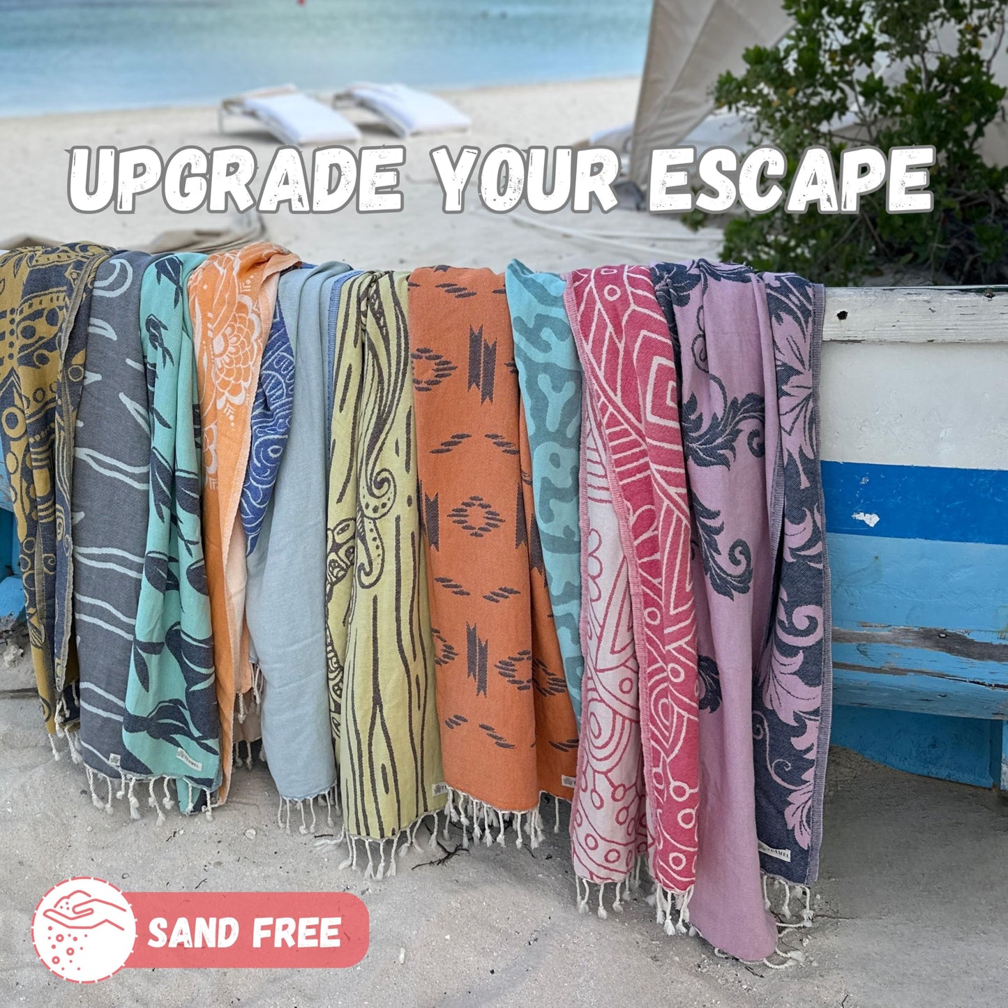 Luxurious Turkish Cotton Beach Towels Oversized (69 x 37 inch) - Sandless, Lightweight Quick Dry Beach Towel for Women- Easy to Pack, Travel Friendly -Beach Gifts for Women -, 100% Soft Cloud Cotton
