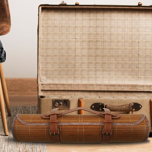 SHIDOW Blanket Carry Strap, PU Leather Flexible Straps, Portable Handle for Beach Tanning Mats for Travel, Yoga Mat, Picnic Mat (Brown)