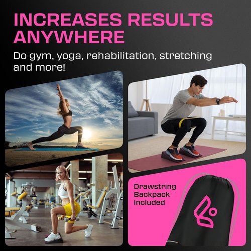 Squat Wedge Block Pair - Non Slip Squat Wedges & Ramp for Exercise, Home Gym, Weight Lifting & Yoga - Calf Stretcher Slant Board to Elevate Heels, Improve Ankle Mobility, Backpack Included for Storage