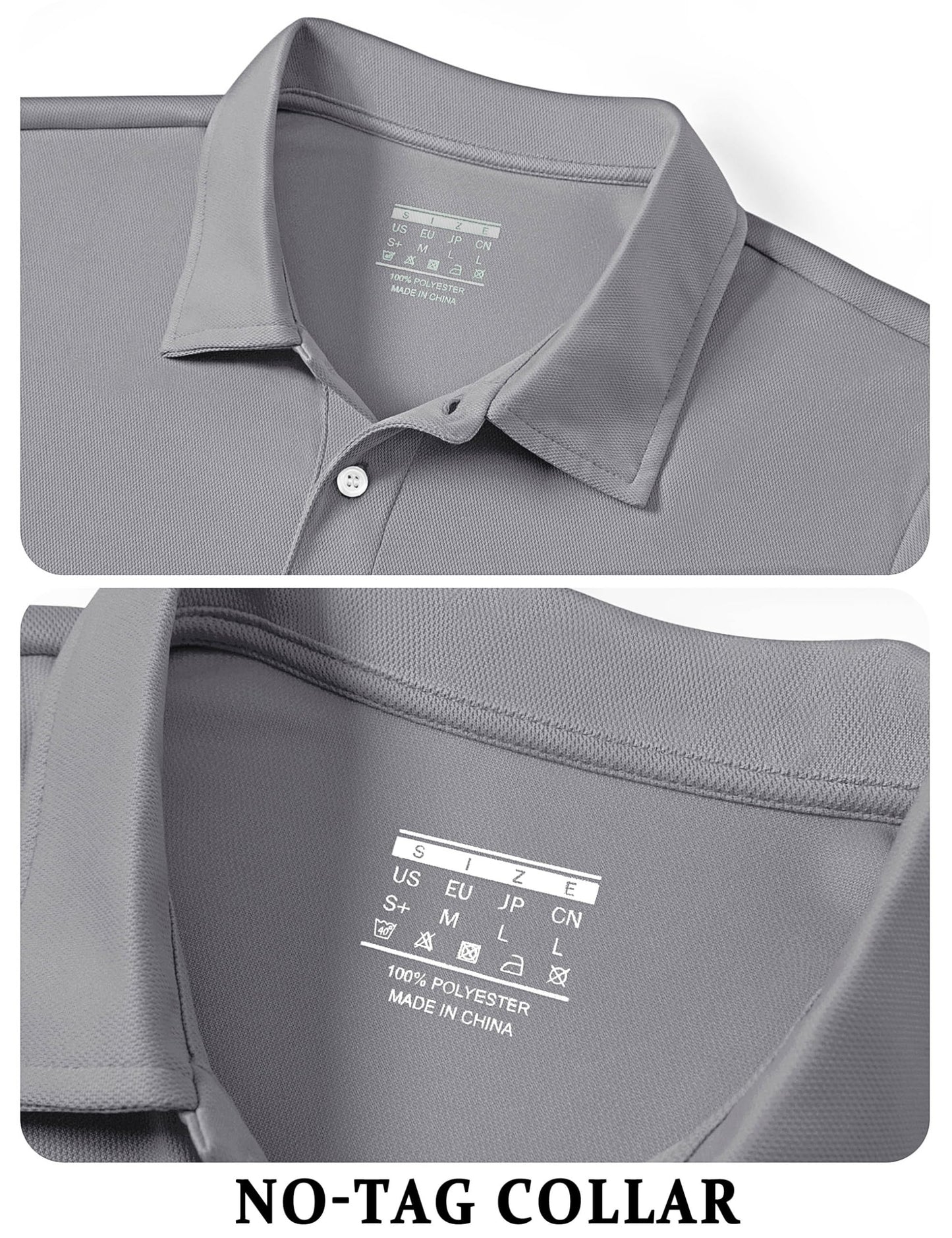 TACVASEN Mens Golf Shirt Dry Fit Mens Polo Shirts Short Sleeve Performance Golf Polos for Men with Collar Work Shirts Light Grey, 2XL