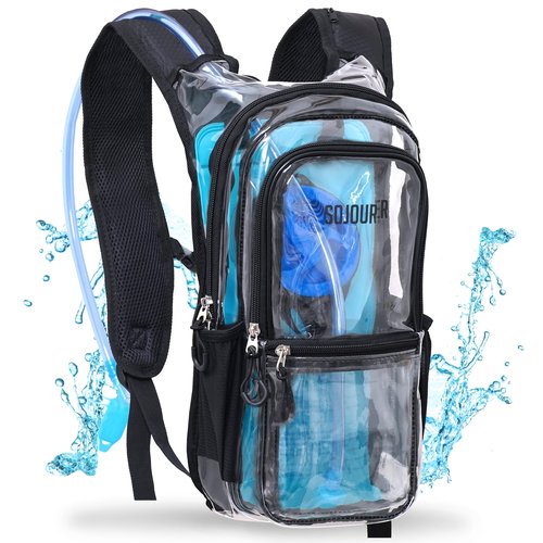 Sojourner Transparent Rave Hydration Pack - Hydration Backpack - Hydropack with 2L Bladder - Water Backpack for Festivals, Hiking, Running, Biking and More