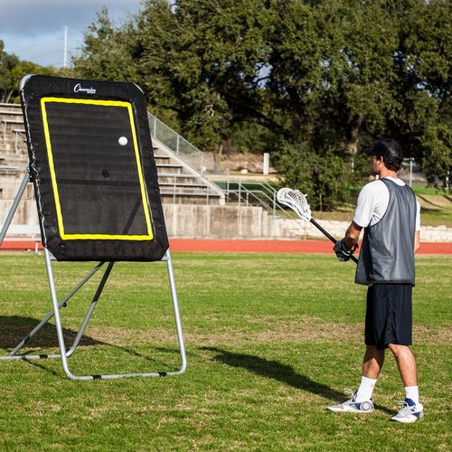 Champion Sports Deluxe Lacrosse Target: Ball Return Bounce Back Net Set for Professional, College and Grade School Training & Drills - 4' x 3' Rebound Area