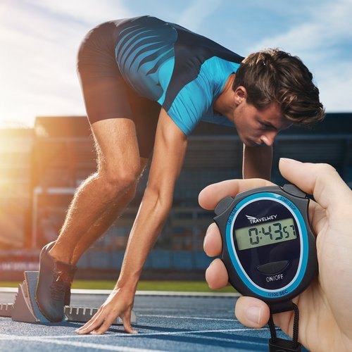 Digital Stopwatch - No Bells, No Whistles, Simple Basic Operation, Silent, Clear Display, ON/Off, Child Friendly, AAA Batteries (Included), Black