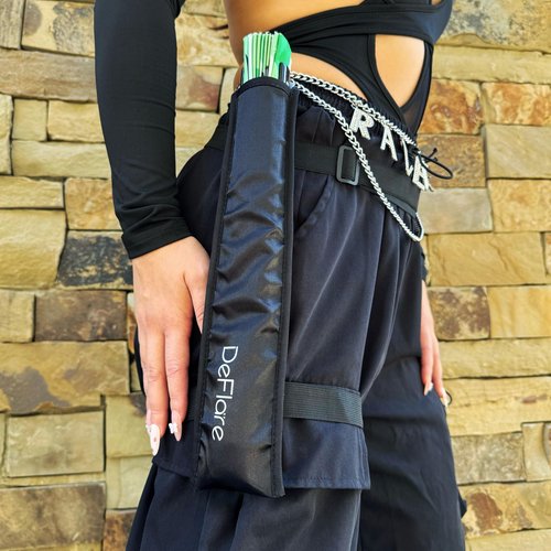 DeFlare Holster | Black Rave Fan Holster with Logo | Rave Fan Holder - Rave Festival Accessories | Hand Fan Holder & Thigh Holster for Rave Fans & Clacking Fans