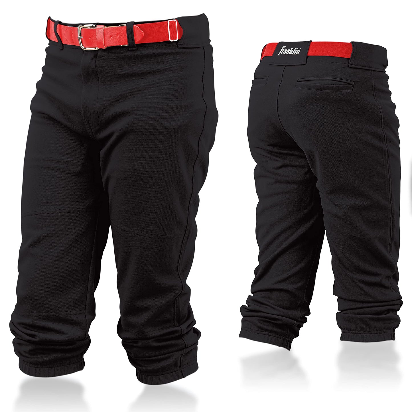 Franklin Sports Youth Baseball and Softball Pants with Belt Loop - Baseball Pants for Girls and Boys - Knicker - Youth X Small - Black