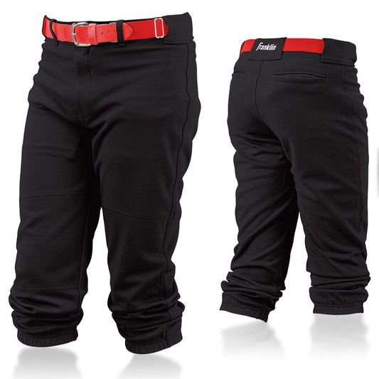 Franklin Sports Youth Baseball and Softball Pants with Belt Loop - Baseball Pants for Girls and Boys - Knicker - Youth X Small - Black