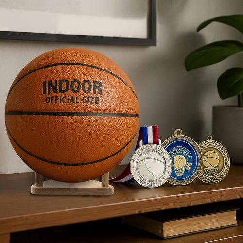 Solid Walnut Ball Display Stand – Basketball Holder, Football Stand, Soccer Ball Display Rack – Premium Wood Sports Memorabilia Display Holder – Triangle Ball Stand for Autographed Balls