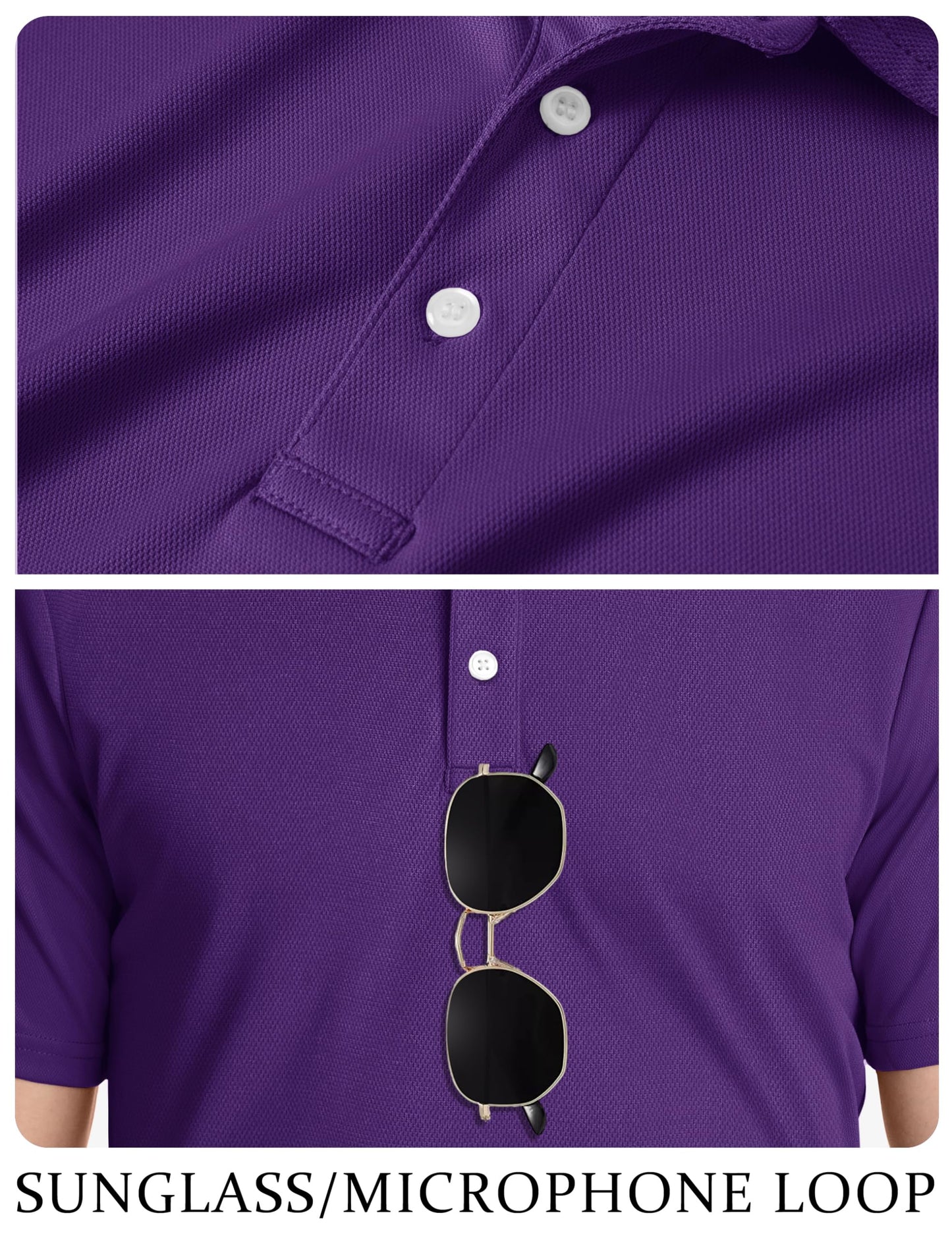 TACVASEN Mens Golf Shirt Dry Fit Mens Polo Shirts Short Sleeve Performance Golf Polos for Men with Collar Work Shirts Purple, XL