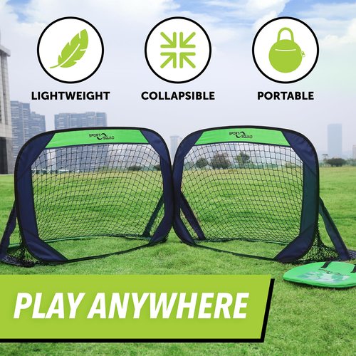 Sport Squad Portable Soccer Goal Net Set - Set of Two 4' Pop Up Training Soccer Goals with Compact Carrying Case - Easy Assembly and Compact Storage - Great for Kids and Adults