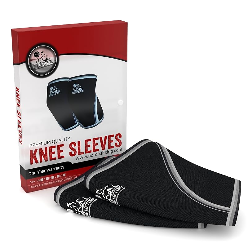 Nordic Lifting 7mm Neoprene Knee Sleeves – Black Large, Compression Support for Weightlifting