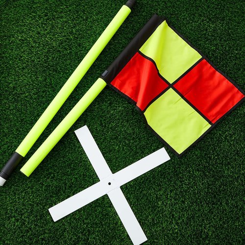 Tranqun Indoor/Turf Soccer Corner Flags for Soccer Field Set of 4, 5 ft Portable Agility Poles All-surface Football Field Flags with Steel Cross Bases for Training