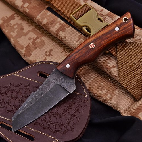 Trade Scorpio Handmade 1095 High Carbon Steel Hunting Knife, Cowboy Knife, Fixed Blade Hunting knife, Tactical EDC knives with leather Sheath, Bushcraft Knives (Rose wood)
