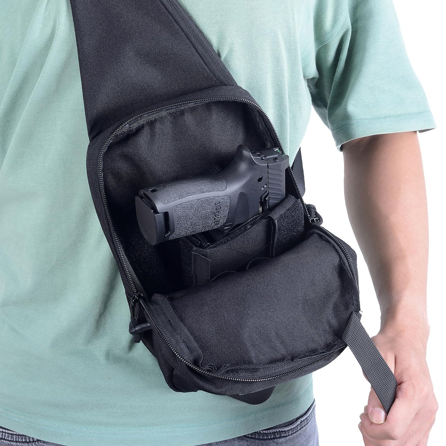 NorthClimbOtd Tactical Sling Chest Bag Concealed Carry Bags with Gun Holder EDC Shoulder Crossbody Casual pac (Black)