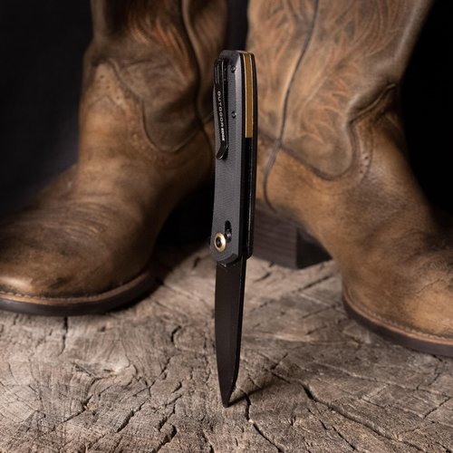 OUTDOOR EDGE - SENTINEL - 3.15" Black Oxide Coated Drop Point Steel Blade, Smooth Opening Ambidextrous Cross Bar Lock For Men or Women, Non-Slip Black G10 Scales Handle, Perfect for Hunting, Fishing, Camping & Survival.