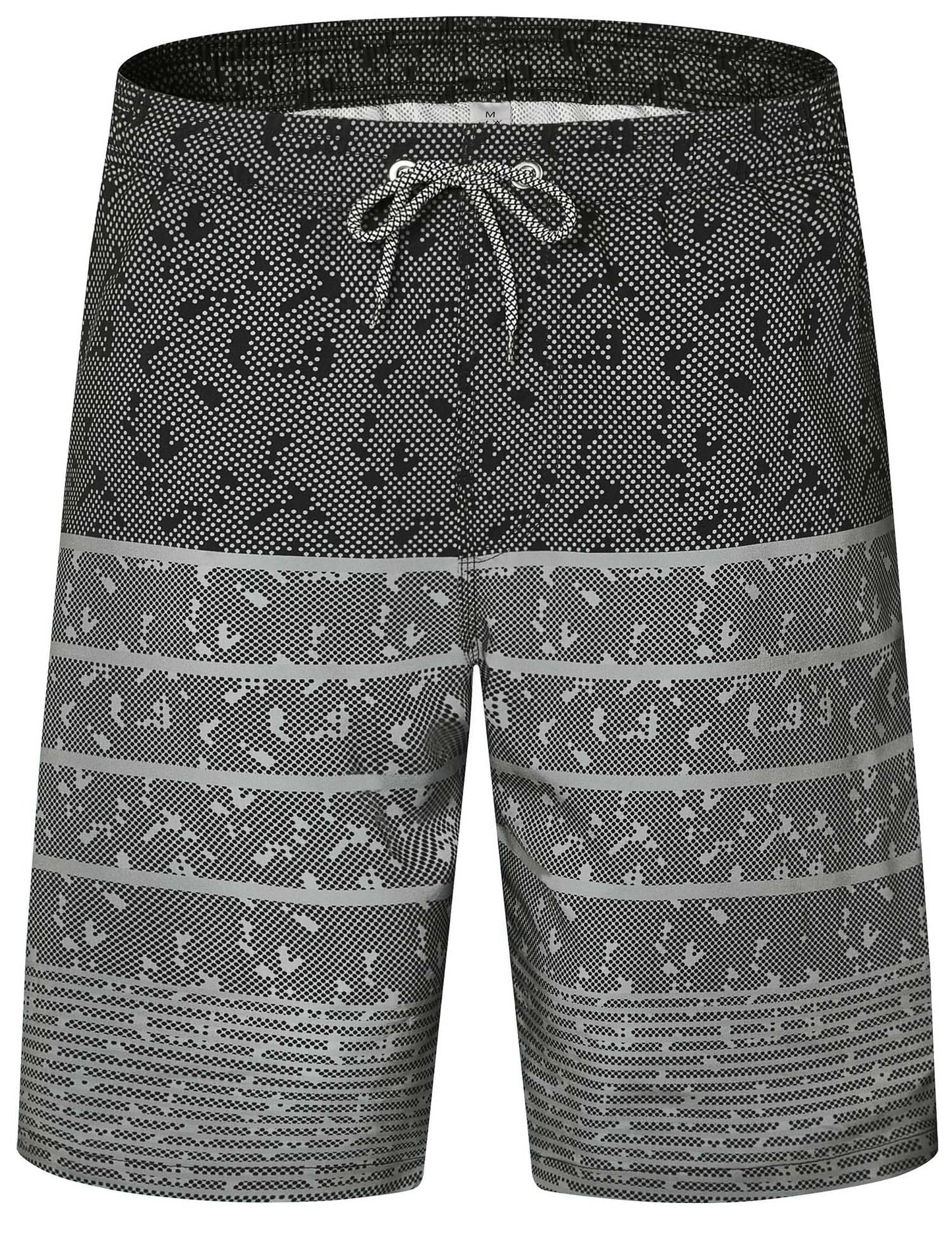 ELETOP Men's Swim Trunks Quick Dry Bathing Suit Swimming Board Shorts Mesh Lining Beach Swimwear Stripe Grey XL