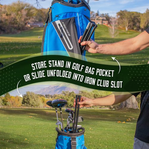 Golf Bag Stand Attachment Foldable Legs Only | Portable Attachable Stand | Legs Only | Golf Gifts for Mens Golfer Accessories | Preventing Cart Bag Falls & Club Damage (Black)