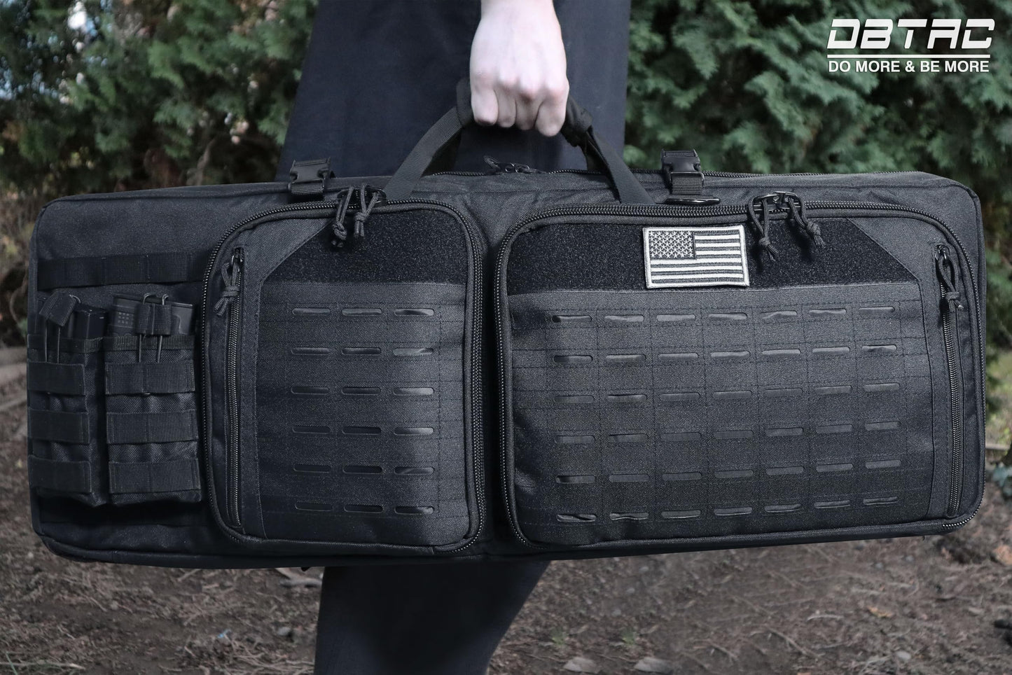 DBTAC Urban Classic Tactical Double Long Gun Bag Soft Rifle Case Pistol Transportation Case w/Backpack Strap for Range Shooting Outdoor Hunting (Black, 32" x 12“ Double Rifle Case)