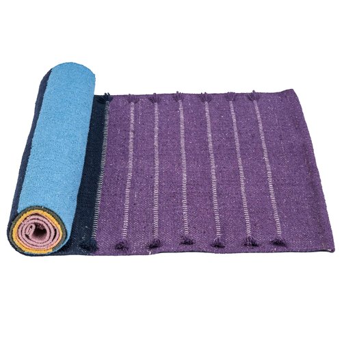 SILAK Herbal Organic Cotton Yoga Mat - Eco-Friendly Hand-Woven Non-Slip Rug - Thick & Comfortable (24”x72”x6mm) for Home Fitness & Yoga (Chakra Energy)