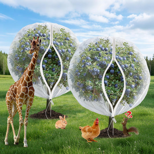 2 Pack 12x12 FT Fruit Tree Netting with Zipper and Drawstring - Heavy-Duty Fine Mesh Garden Bird Netting for Fruit Trees, Protect Fruits from Birds, Squirrels,Insects,Deer & Pests