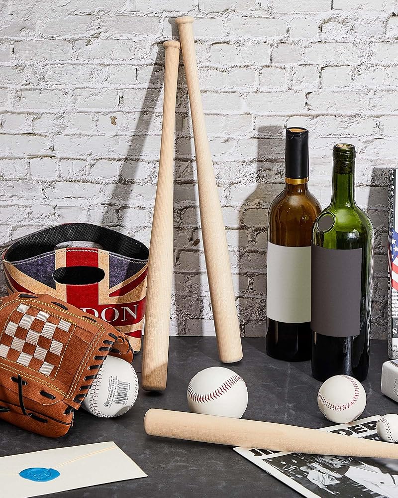 Marsui 9 Pcs Mini 18 Inch Unfinished Wooden Baseball Bats - DIY Craft Party Favors