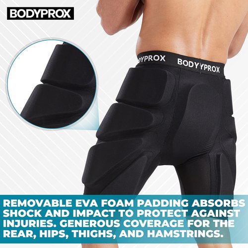 Bodyprox Protective Padded Shorts for Snowboard,Skate and Ski,3D Protection for Hip,Butt and Tailbone (Medium) Black
