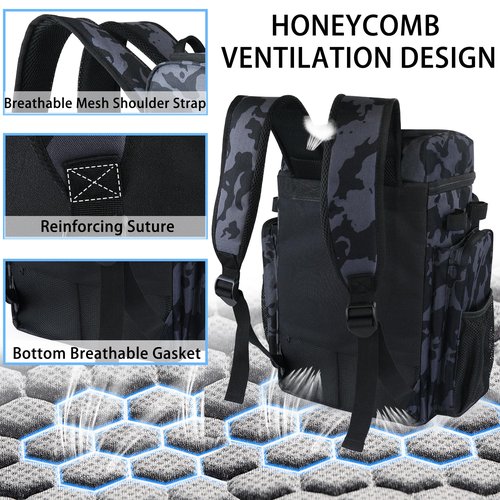 YOLIBON Fishing Tackle Backpack With Rod Holders, 45L Large Tackle Bag & Fishing Tackle Backpack for Fishing, Camping, Hiking,Camouflage