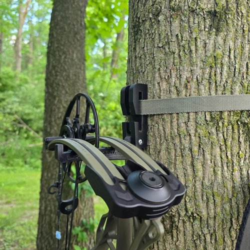 Bloodline. Hunt. Treestand Bow Hanger - Folding Lightweight Bow Hanger with Backpack Hook- Hunting Backpack Hook - Crossbow Bow Hanger- Mobile Hunting - Treestand Bow Hanger - Saddle Hunting