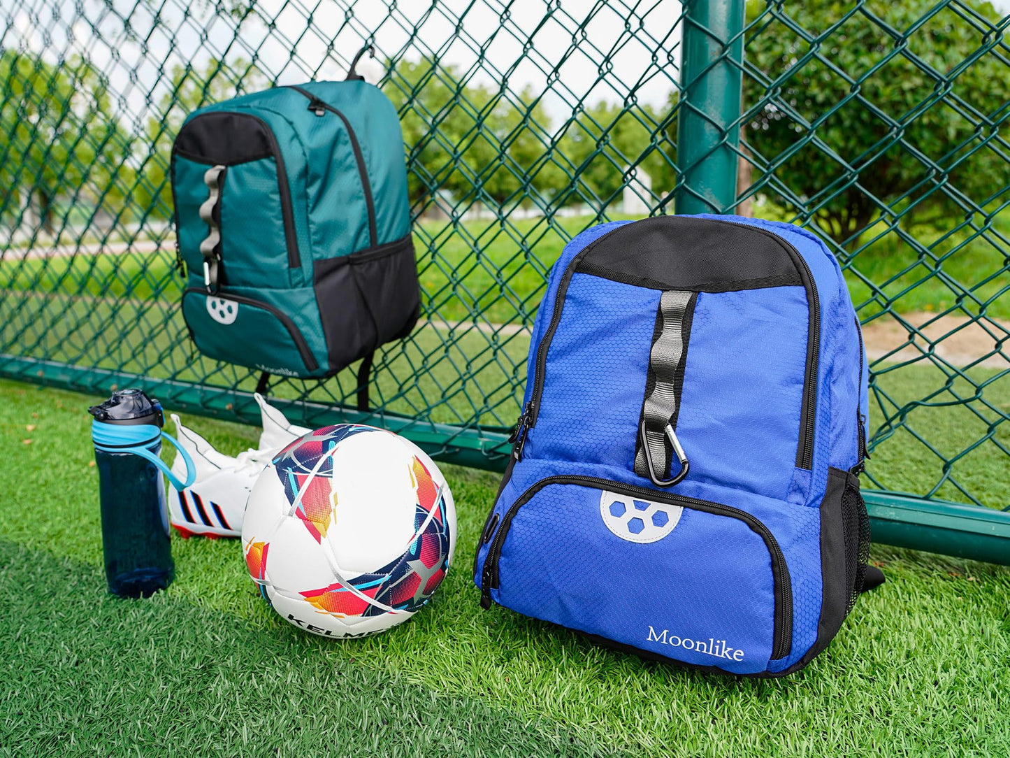 Moonlike Youth Soccer Bag, Soccer Backpack for Football Volleyball Basketball, Backpack with Ball Compartment and Ball Holder (Green)