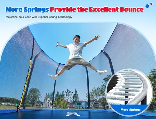 ORCC 8x13FT Elliptical Trampoline - Heavy Duty Kids & Gymnastics Trampoline with Reinforced Locking Bar