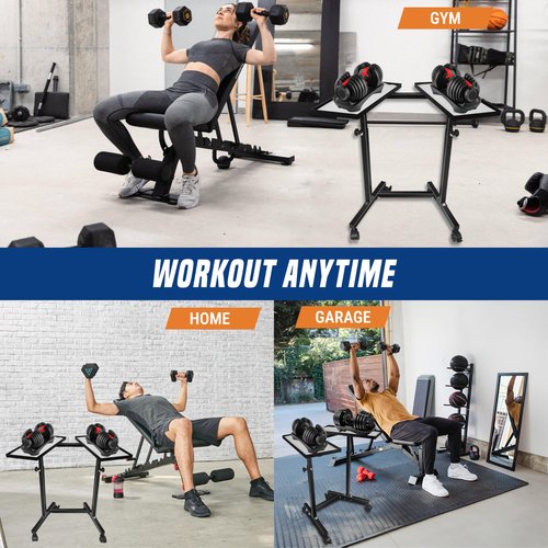 Adjustable Dumbbell Weight Rack Stand With Wheels ??Heavy Duty Weight Rack For Dumb Bells For Adjustable Dumbbell Set ??4 Height Level, Home Gym Stand For Training