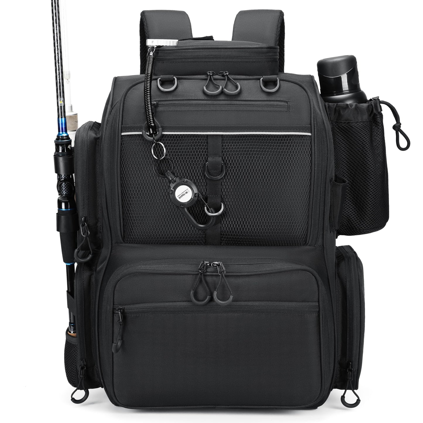 Rabjen Fishing Tackle Backpack with Rod Holders, Bottle Holder, Storage Bag Store Fishing Gear