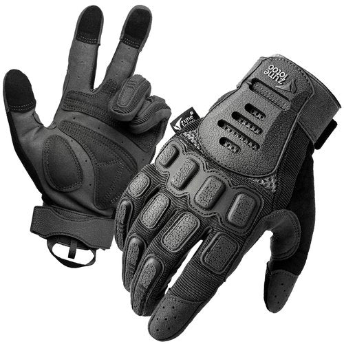 ZUNE LOTOO Tactical Gloves for Men, Touchscreen Motorcycle Gloves with Finger Impact Protection, Black Palm Padded Safety Work Gloves for Paintball Airsoft Range Tac Female Women(Large)
