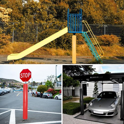 60 Inch Tall Round Pole Padding - Heavy Duty 2” Thick Foam Wrap Around Round and Square Post Pad for 3-4” Diameter Basketball Pole, Swing Pole, Electric Pole & More,Easy Install with Unique Design