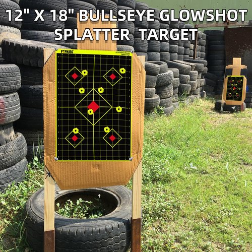 PTPHJEG 12"x18" Sight-in Splash Target - Instantly See Your Shots Burst in Bright Fluorescent Yellow Upon Impact(10 Pack)